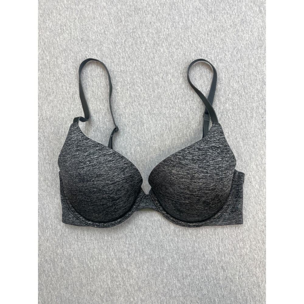 Victorias‎ Secret Bra Womens 32D Heathered Black Padded Perfect Coverage Push Up